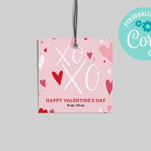 Étiquette XOXO Saint-Valentin étiquette-cadeau Saint-Valentin enfants étudiant classe enseignant employé client étiquette Saint-Valentin modifiable imprimable TÉLÉCHARGEMENT IMMÉDIAT