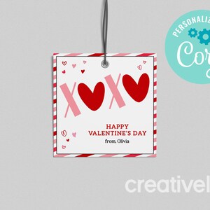 XOXO Etichetta di San Valentino Etichetta regalo di San Valentino Bambini Studente Classe Insegnante Dipendente Cliente Etichetta di San Valentino Modificabile Stampabile DOWNLOAD IMMEDIATO