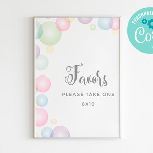 EDITIERBARE, SOFORTIGER DOWNLOAD Bubbles Party Zeichen, Pastell Bubbles, Sommer Bubble Party, Bubble Pop Table Top Zeichen, Party Zeichen, 8x10 Zeichen