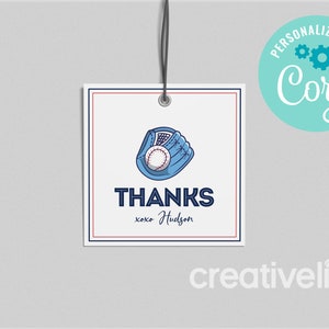 Baseball Birthday Favor Tag: Editable Lil Rookie Thank You (Instant Download)