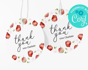 Apple Favor Tag: Orchard Birthday Thank You (EDITABLE, INSTANT DOWNLOAD)