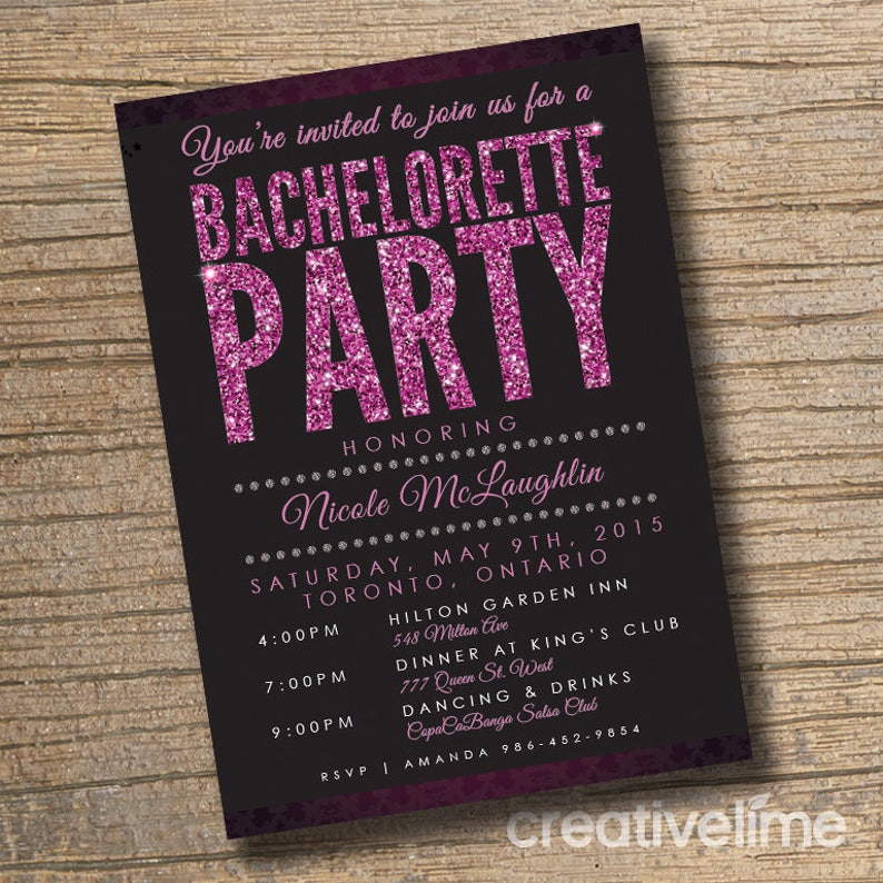 Bachelorette Party Invite Stagette Party Invite Glitter - Etsy