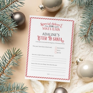 Bearbeitbarer Brief an den Weihnachtsmann, druckbarer Brief an den Nordpol, Weihnachtswunschlistenvorlage, Personalisieren mit Corjl EDITIERBARER SOFORT-DOWNLOAD