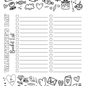 Valentine's Day Bucket List Printable, Valentine Bucket List Template, Bucket List Activities ...