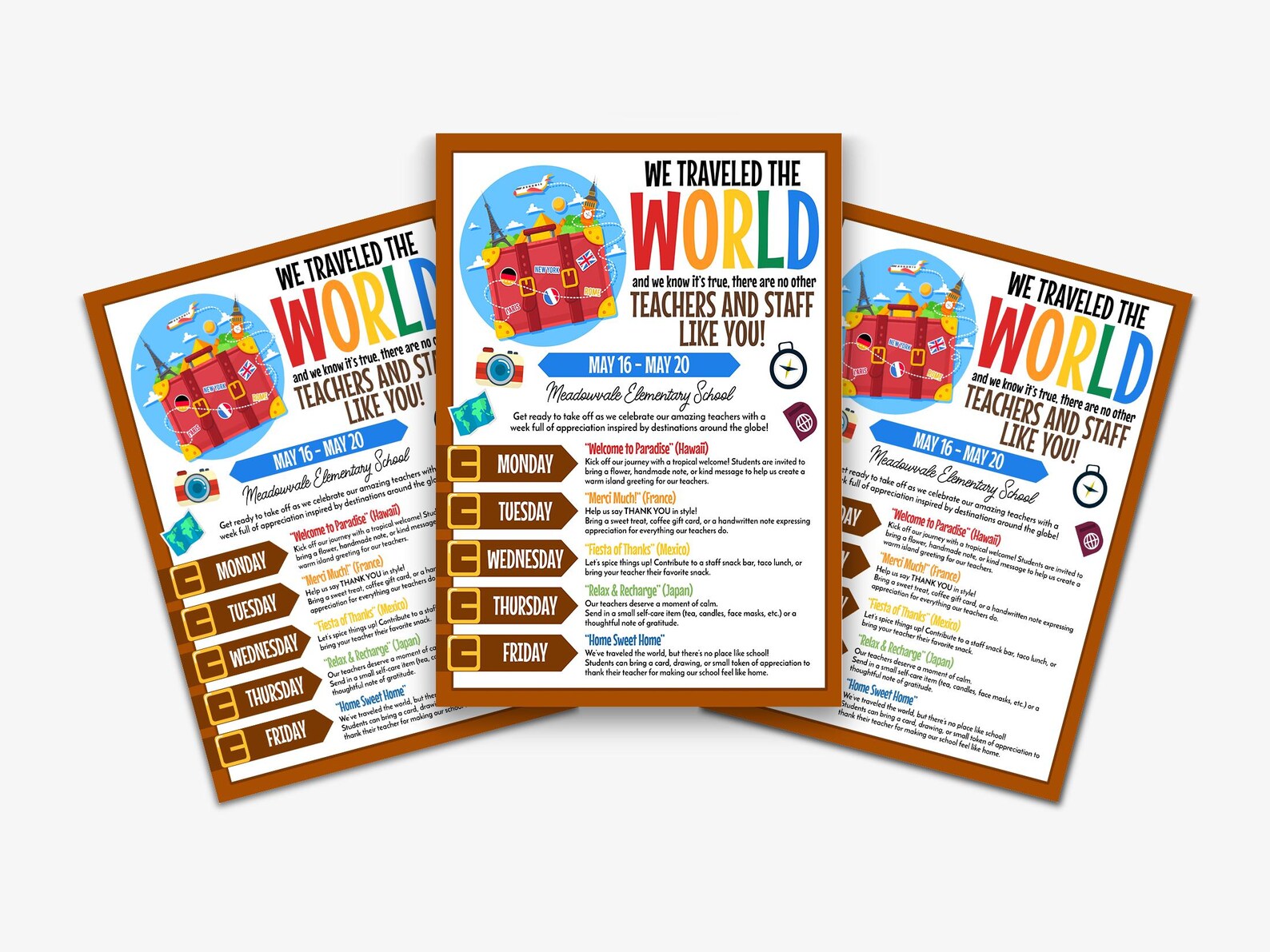 Teacher Appreciation Week Flyer | Around the World Theme, Editable ...