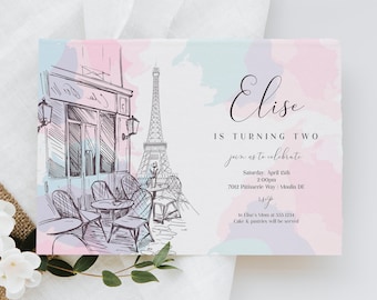 Paris Birthday Invitation: French Cafe Party (EDITABLE INSTANT DOWNLOAD)