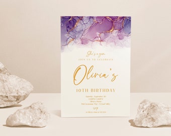 Crystals Geode Birthday Invitation: Editable Rock Party Invite (INSTANT DOWNLOAD)