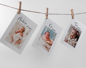 1. Geburtstag-Fotobanner: Meilensteinkarten für das erste Jahr (EDITIERBAR, SOFORTIGER DOWNLOAD)