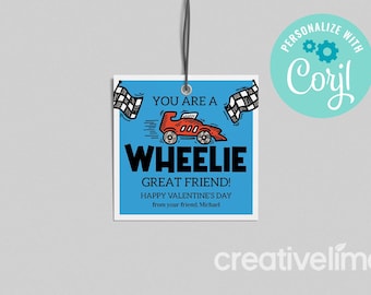 Sie sind ein Wheelie Großer Freund Valentinstag Tag, Klassenzimmer Auto Valentinstag Karte, Valentinstag Karte druckbar EDITIERBARER SOFORTIGER DOWNLOAD