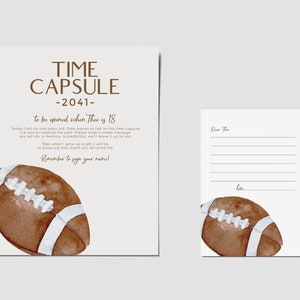 Carte et signe de capsule temporelle d’anniversaire de football, football, rugby, décorations de jeu de football, TÉLÉCHARGEMENT INSTANTANÉ MODIFIABLE numérique du 1er anniversaire