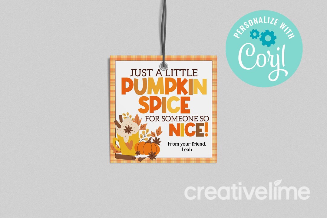 Pumpkin Spice Gift Tag: Editable Fall Coffee Tag (instant Download) - Etsy