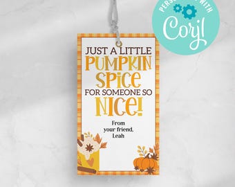 Pumpkin Spice Gift Tag: Editable Fall Favor Tag (Instant Download)