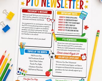 Vorlage für einen bearbeitbaren Eltern-Newsletter im August, Newsletter für Eltern der Schule (PTA), Newsletter zum Schulanfang (CORRJL, bearbeitbares Letter-Format)