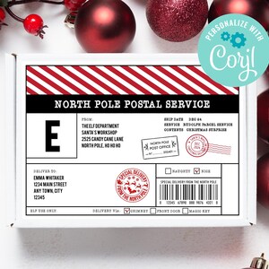Plantilla de etiqueta de envío del Polo Norte de Papá Noel imprimible, etiqueta de envío de Papá Noel editable, etiqueta de envío navideña EDITABLE, DESCARGA INSTANTÁNEA