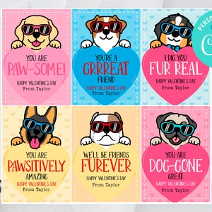 BEARBEITBAR, SOFORTIGER DOWNLOAD Druckbare Hunde-Valentinstagskarten, Valentinstagskarten für Kinder im Schulklassenzimmer, Valentinstagskarten für Welpen und Hunde