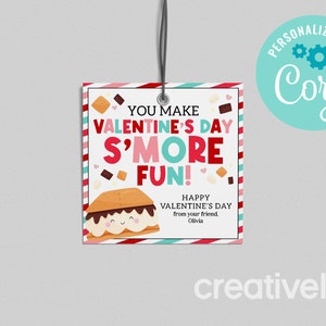 Sie machen Valentinstag S&#39;more Fun Geschenkanhänger Schule Valentinstag behandelt Lehrer Mitarbeiter Kunde Schüler Valentinstag Valentinstag Karte EDITIERBARER SOFORTIGER DOWNLOAD