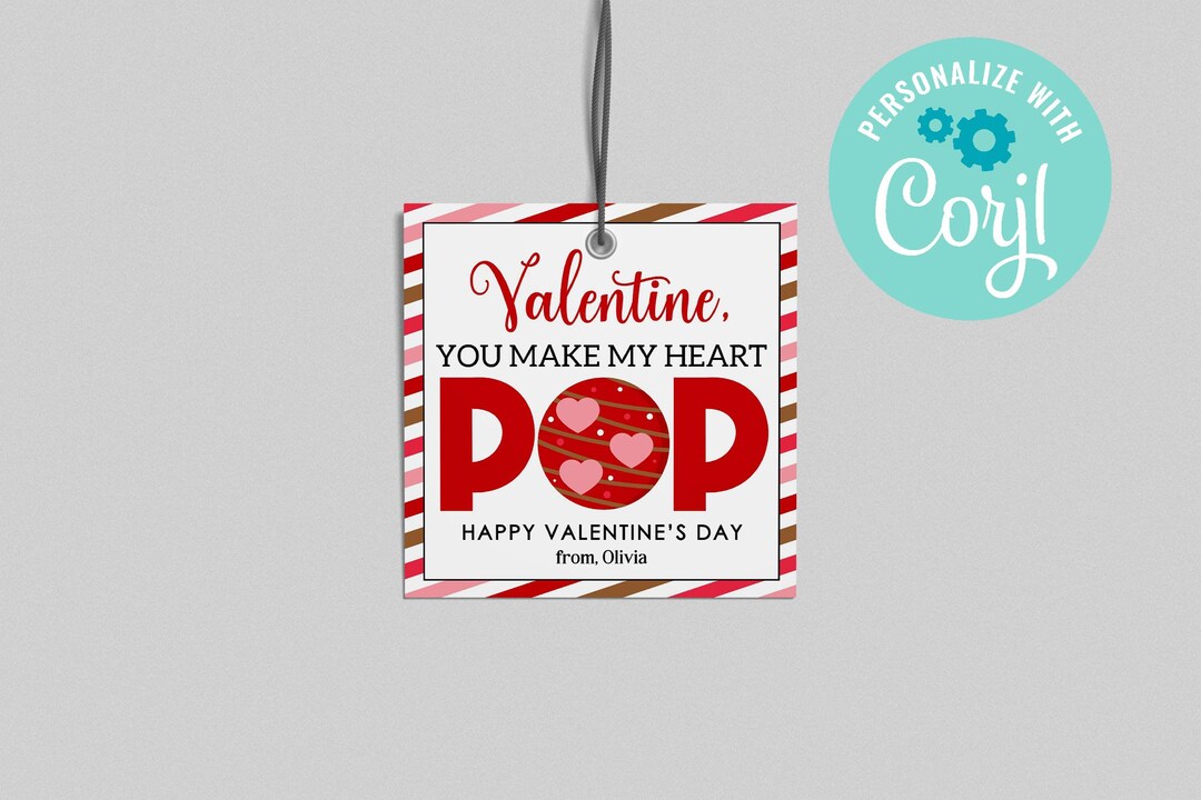 Cake Pop Valentine's Day Gift Tag Kids Student Classroom Teacher You ...