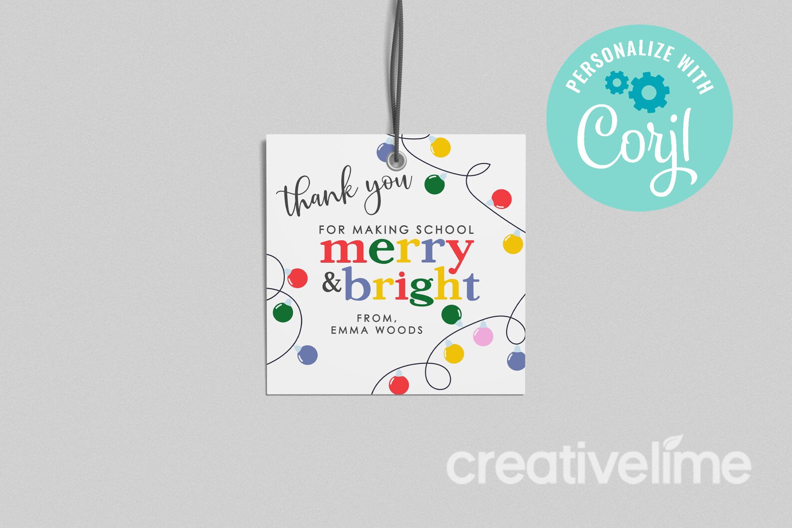 Editable Teacher Christmas Gift Tag, Merry & Bright Printable (instant ...