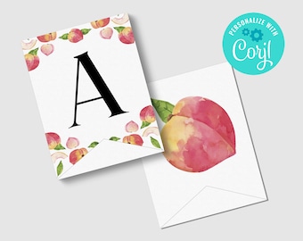 Peach Birthday Banner: Bearbeitbares Party Dekor (Instant Download)