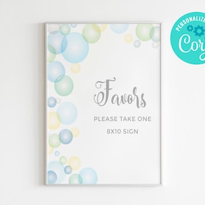 EDITIERBAR, SOFORTIGER DOWNLOAD Bubbles Party Schild, Pastell Bubbles, Sommer Bubble Party, Bubble Pop Tischschild, Party Schild, 8x10 Schild