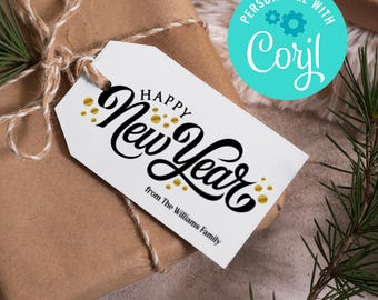 Personalized Happy New Year Tag: Editable Gift Tag (Instant Download)