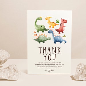 Dinosaur verjaardag dank u kaart, dinosaurus verjaardag dank u, jongen dinosaurus dank u kaart T Rex Chomp Stomp Roar BEWERKBARE, INSTANT DOWNLOAD