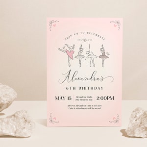 Ballerina Birthday Invitation, Modern Ballerina Ballet Dancer, Girl Birthday, Birthday Invite, Ballerina, Any Age EDITABLE, INSTANT DOWNLOAD