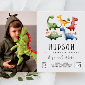 Dinosaur Birthday Invitation, Dinosaur Birthday Invite, Boy Dinosaur Birthday Invite, T Rex Dinosaur EDITABLE, INSTANT DOWNLOAD