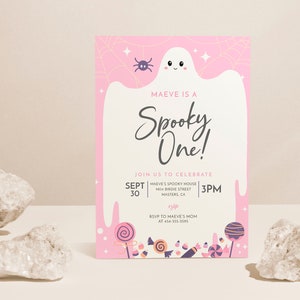 Spooky One Birthday Invitation, Halloween Birthday Invitation 1st Birthday Halloween Party, Spooky 1st Birthday EDITABLE, INSTANT DOWNLOAD