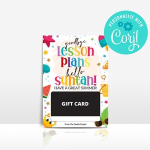 BEARBEITBARER SOFORTIGER DOWNLOAD Verabschiedungs-Unterrichtspläne Hallo Suntan Geschenkkartenhalter, Lehrer Dankeschön-Geschenkkartenhalter, Geschenk für den letzten Schultag
