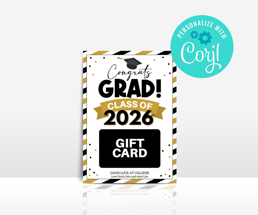 Class of 2026 Graduation Gift Card Holder, Editable Printable (instant ...