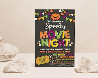 Halloween Movie Night Invitation: Spooky Party, Editable Template (Digital Download)