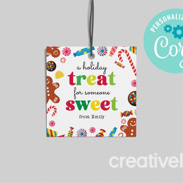 Editable A Holiday Treat for Someone Sweet Tag, Christmas Treat Bag or Party Favor Tag, Festive Christmas Tag EDITABLE INSTANT DOWNLOAD