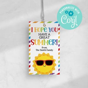 Etiqueta de regalo "Espero que tengas un gran verano", etiqueta de último día de clases de verano, etiqueta de regalo imprimible para maestros y estudiantes, DESCARGA INSTANTÁNEA EDITABLE