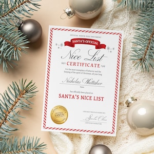 Certificato di lista dei buoni di Babbo Natale stampabile, documento ufficiale di lista dei buoni di Babbo Natale modificabile, certificato di lista dei buoni MODIFICABILE, DOWNLOAD IMMEDIATO