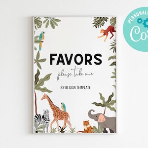 BEWERKBARE, INSTANT DOWNLOAD Wild One, twee wilde feestbeesten Party Sign Jungle Safari Dierentuin Dieren Party Sign Party Animals 8x10 Tekensjabloon