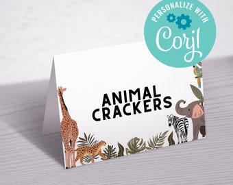Wild One Safari Food Tents: Jungle Birthday Decor (Editable, Instant Download)