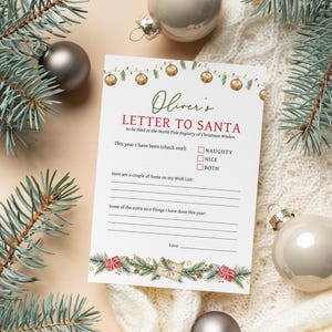 Bearbeitbarer Brief an den Weihnachtsmann, druckbarer Brief an den Nordpol, Weihnachtswunschlistenvorlage, Personalisieren mit Corjl EDITIERBARER SOFORT-DOWNLOAD