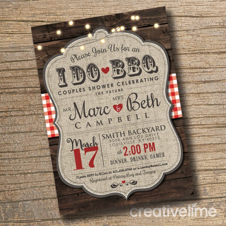I Do BBQ Invitation Engagement Party Invite Couples Shower BBQ Wedding Shower BBQ Chalkboard Typography Red Gingham Any Event