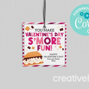 Sie machen Valentinstag S&#39;more Fun Geschenkanhänger Schule Valentinstag behandelt Lehrer Mitarbeiter Kunde Schüler Valentinstag Valentinstag Karte EDITIERBARER SOFORTIGER DOWNLOAD