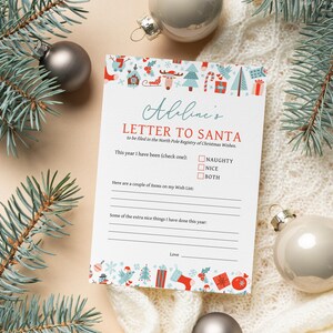 Bearbeitbarer Brief an den Weihnachtsmann, druckbarer Brief an den Nordpol, Weihnachtswunschlistenvorlage, Personalisieren mit Corjl EDITIERBARER SOFORT-DOWNLOAD