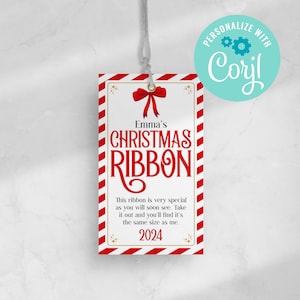 EDITIERBARE, SOFORTIGE DOWNLOAD Weihnachtsband Ornament Tag, Kinder Urlaub Band Ornament, Weihnachten, Andenken Ornament Personalisieren Sie mit Corjl