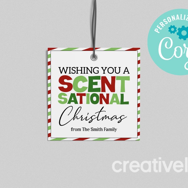 Christmas Gift Tag, Wishing you a SCENTsational Soap Tag, Christmas Party Favor Winter Gift Tag Holiday Gift Idea Editable INSTANT DOWNLOAD