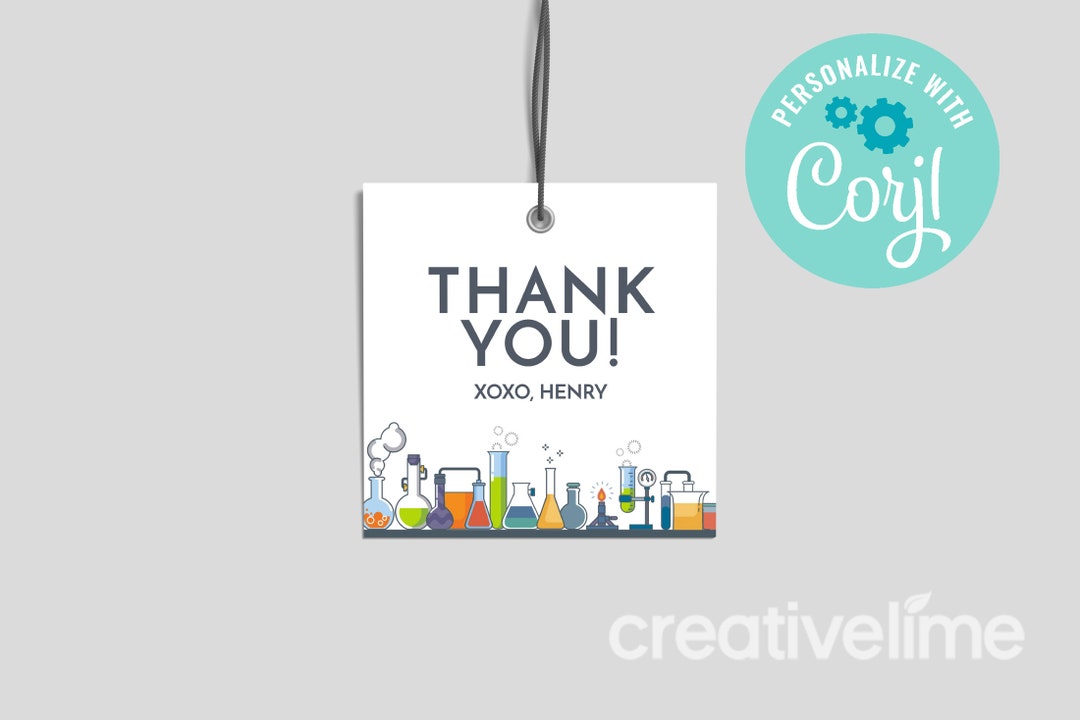 Science Tag Science Birthday Favor Tag: Mad Scientist Party, Experiments (editable ...