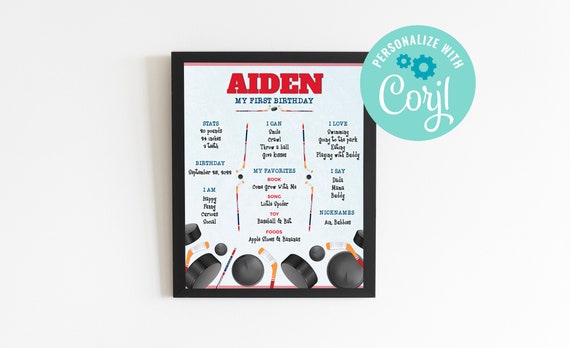 Hockey Milestone Board: Editable Birthday Party Sign (instant