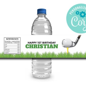 Editable Golf Birthday Water Bottle Labels (Instant Download)