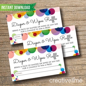 POP Diaper Wipe Raffle Tickets Baby Shower Insert - Diaper OR Wipes Raffle - Ready to POP / Instant Download Diaper or Wipe Raffle