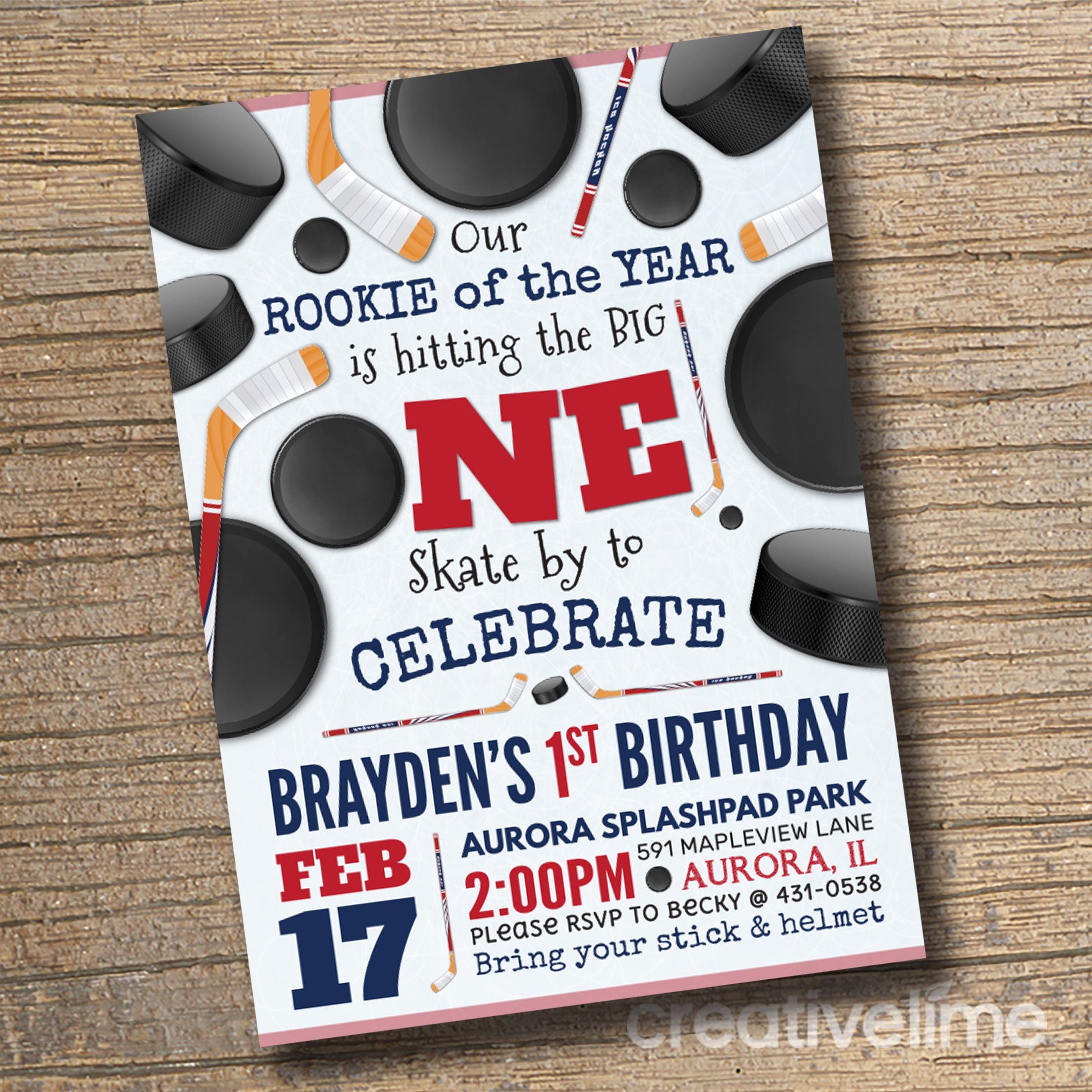 Hockey Birthday Party Invitations