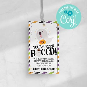 Halloween You&#39;ve Been Booed Favor Tag, Printable Trick Or Treat Gift Tags, Employee, Neighbor Gift Tag Personalize EDITABLE INSTANT DOWNLOAD