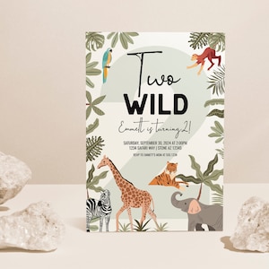 Invito di compleanno "Two Wild Safari": animali della giungla (modello digitale)